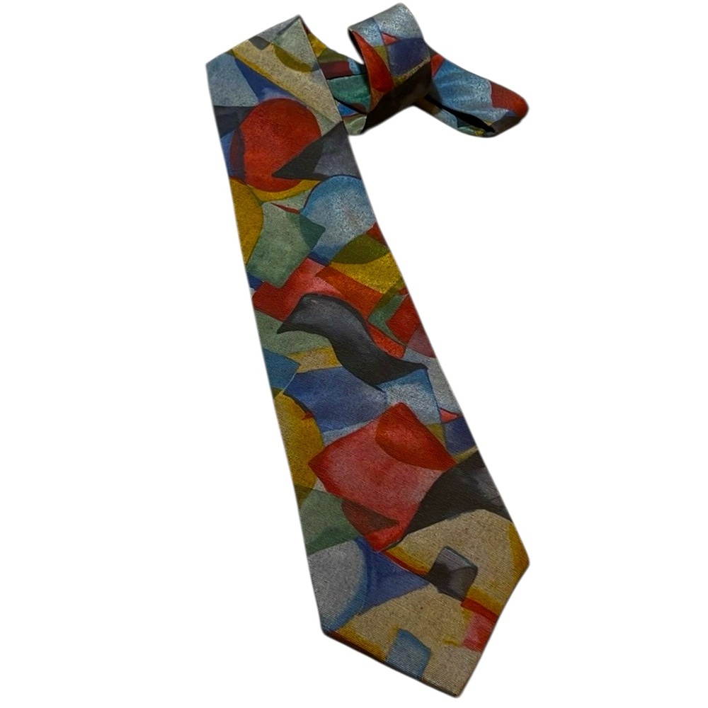 VINTAGE TANGO BY MAX RAAB ABSTRACT PRINT TIE MULTICOLORED
